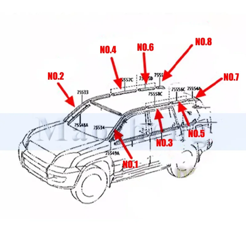 Maosheng Car Windshield Roof Seal Strip For Toyota Land Cruiser Prado LC120 For Lexus GX470 2003-2009 Car Roof Rubber Seal Strip