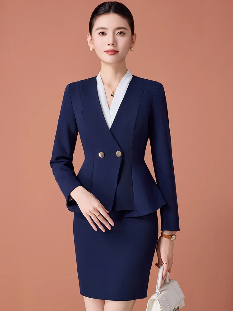 Professional women's suit, South China Airlines flight attendant uniform, college attire, high-speed train conductor uniform, ho