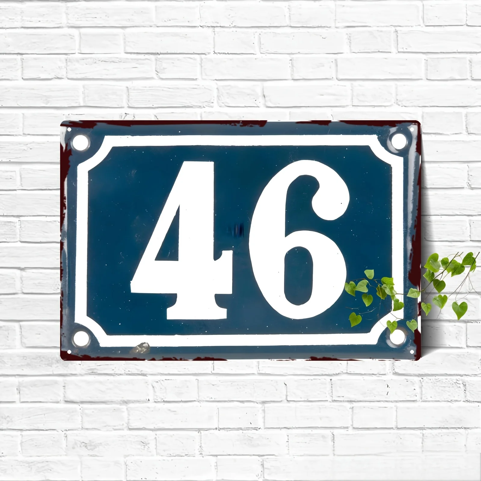 2D Flat - 2D Plane, a Metal Door Number 46 - a Traditional Iron Wall-Mounted House Number Plate Measuring 8X12 Inches, Designed