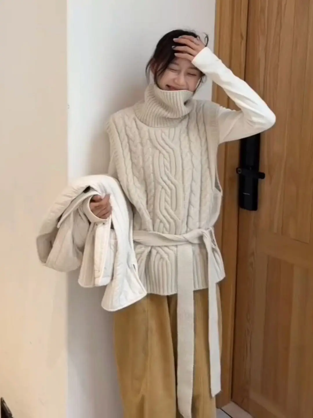 Lose Gestrickte Herbst Winter frauen Pullover Hohe Kragen Svel Twist Garn Top Schichtung Sle Faion Casual Französisch Sle