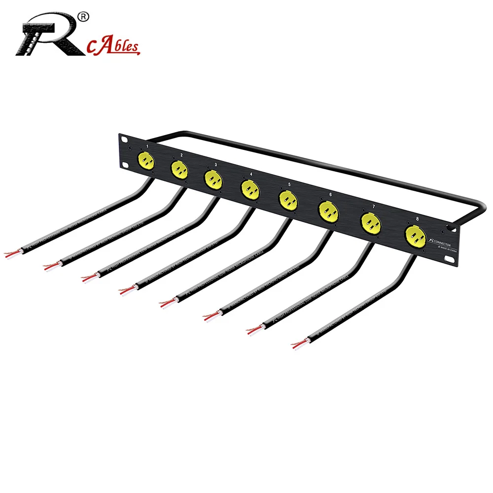 Aluminium Alloy 1U 8 Way Rack Panel,3Pin XLR Male MIC Socket Pigtail Bare Wire Open End Replacement Audio Extension Cable