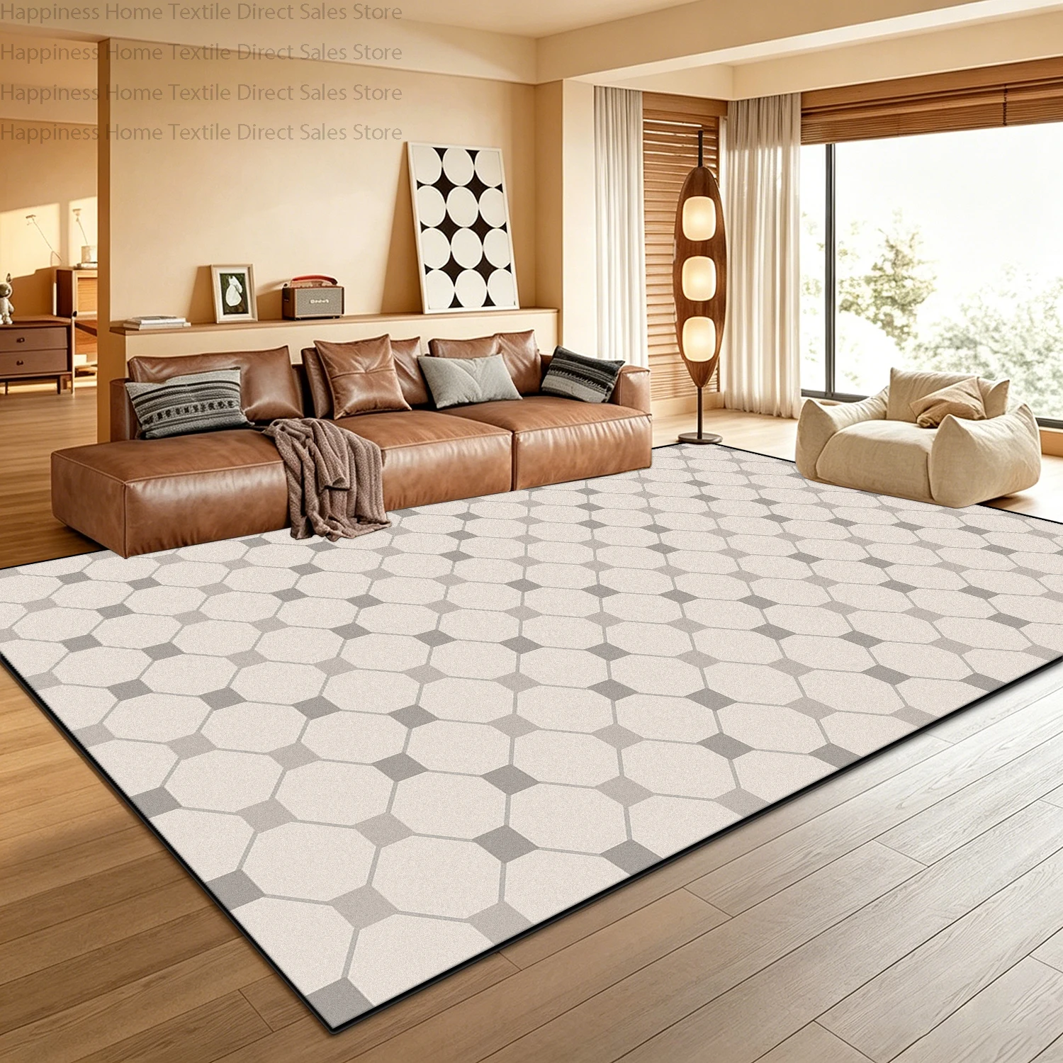 Modern Retro Geometric Living Room Area Carpet Decoration Home Anti Slip Washable Bedroom Cloakroom Mat Soft Plush Office Rug