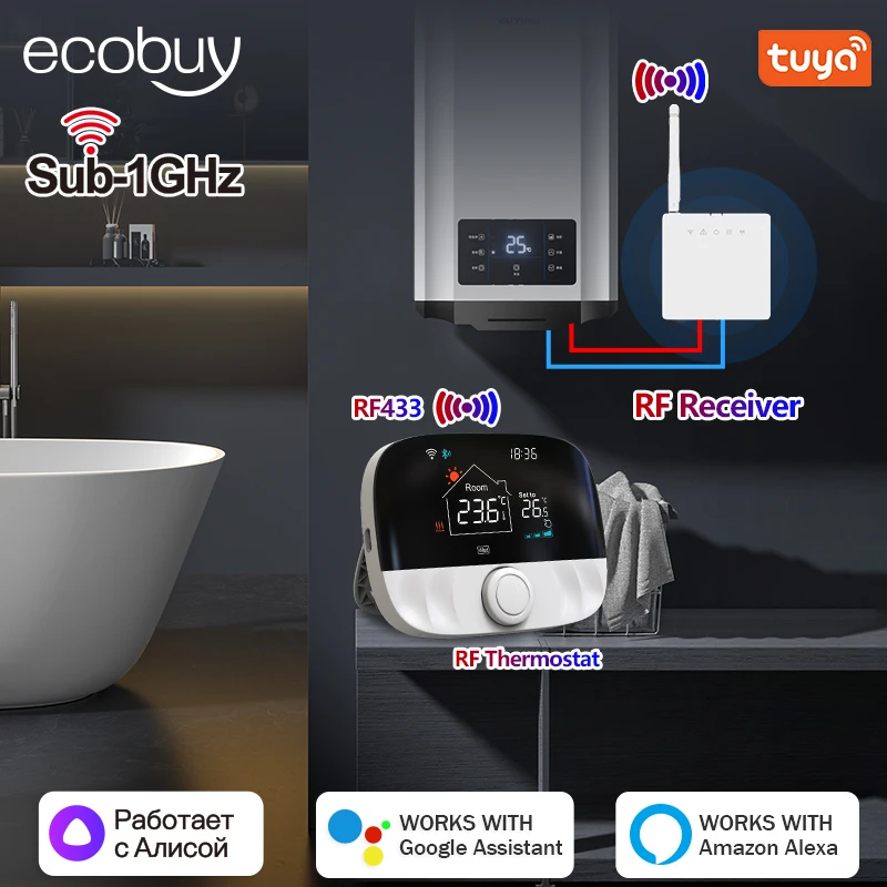 Termostato de calefacción inteligente con Wifi, controlador de temperatura Digital con batería inalámbrica para caldera, Tuya, Alexa y Google Home