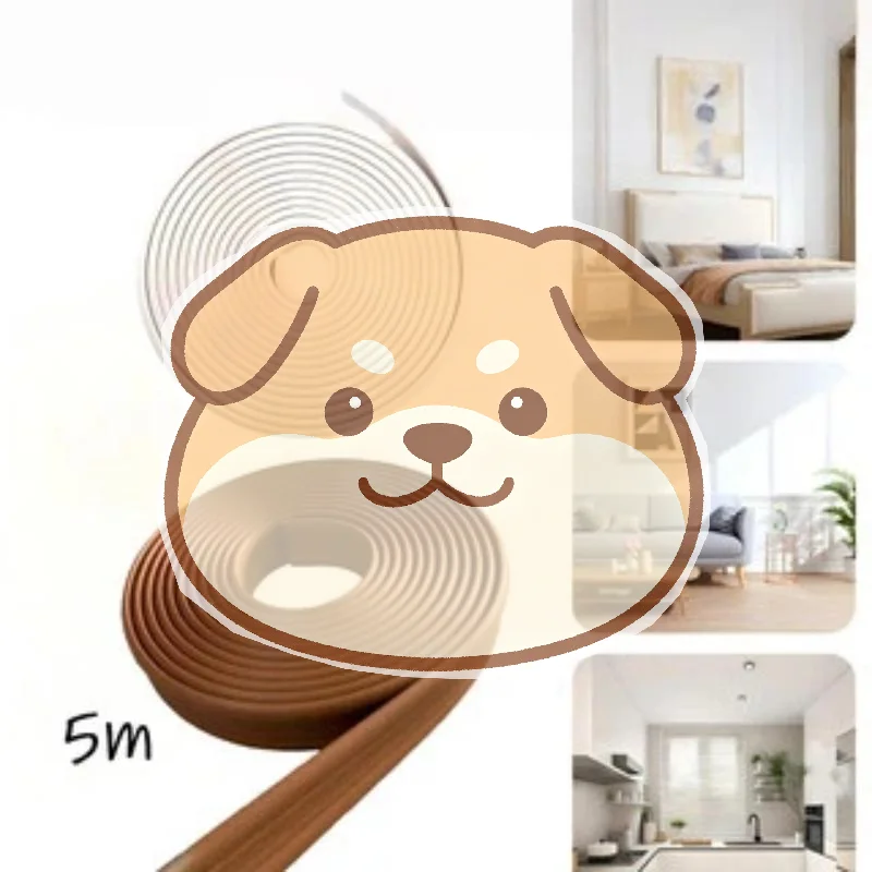 Self-Adhesive 5M Soft Wall Trim Strip Anti-Tipping Removable Baseboard Decor Line for Home Wall Edge Decoration