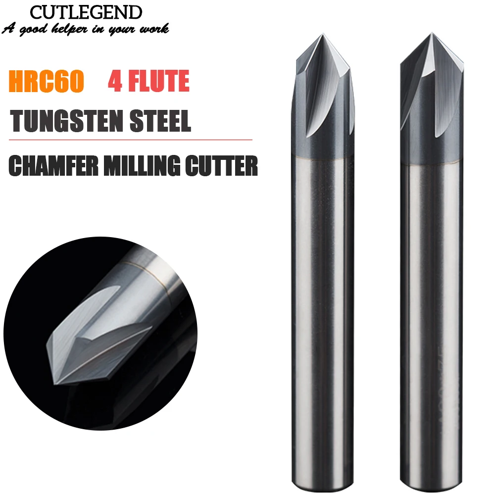 Fresador 90 Graus Flautas Canto de Carboneto Escareador Chanfre Rebarbação de Moinho mm Bordas v Groove Router Hrc60-chamfer
