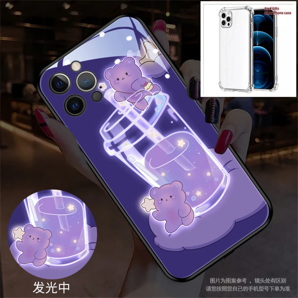 

Free Gifts Call Light Up Led Flash Phone Case For Huawei Nova 9 8 7 SE Pro Honor 50 Pro P50 40 30 Mate Call Glowing Glass Cover