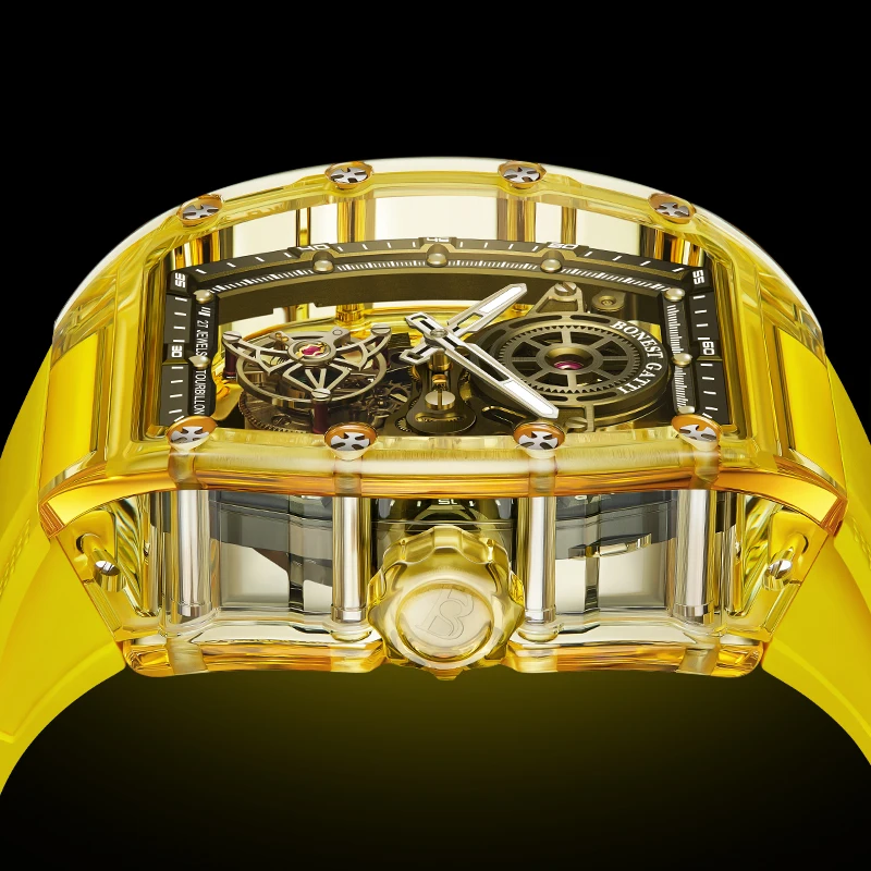 

BONEST GATTI Fashion Full Transparent acrylic Case Men's Watch Automatic Mhechanical Movement Sapphire Crystal Watches for man