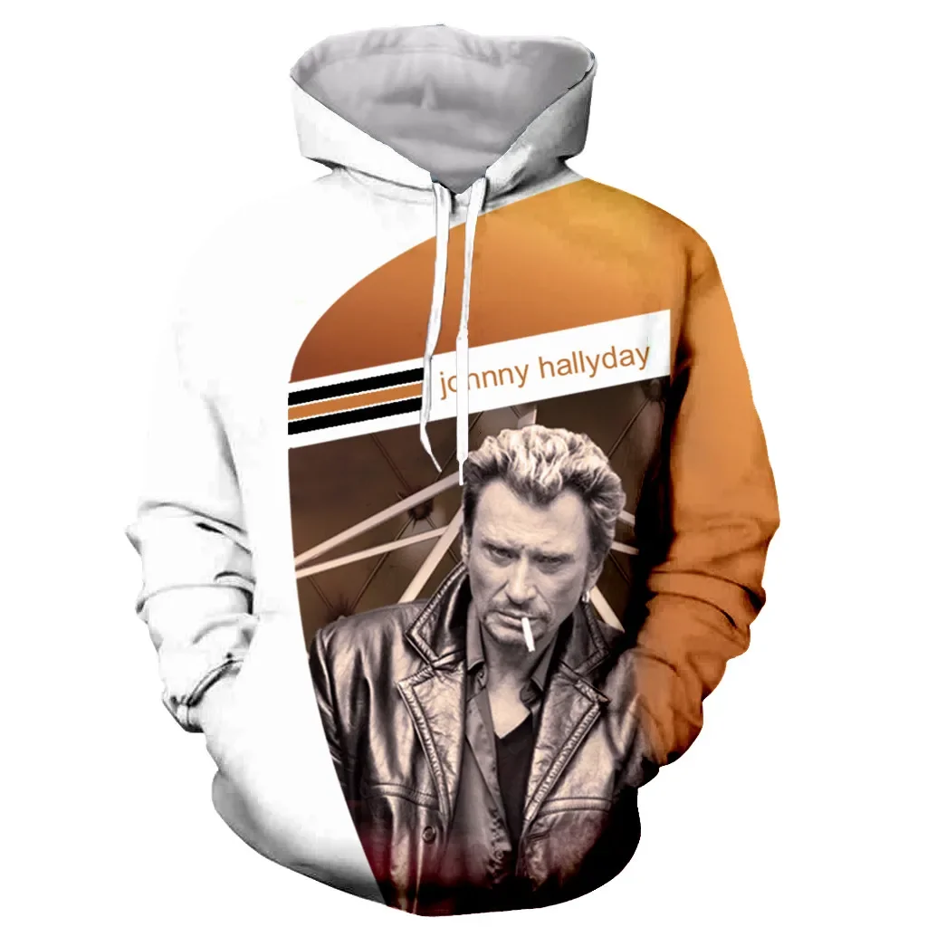 

New 3D Printing Pop Singer Johnny Halliday Men Women Fashion Cool Oversized Hip Hop Hoodie Sweatshirt Tops