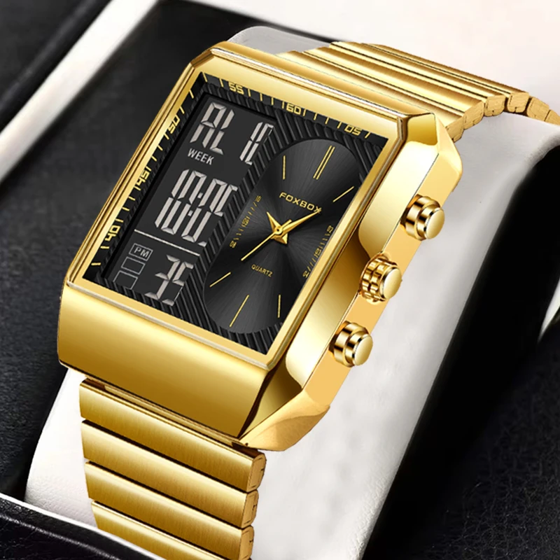 FOXBOX Fashion Square Digital Watch Men Military Sport Waterproof Men's Quartz Wristwatches LIGE Top Brand Luxury Chronograph