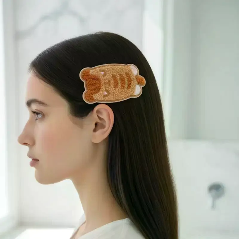 1/6pcs Cute Crouching Cat Series Bangs Magic Paste Hair Sticker Women Hair Styling Tool