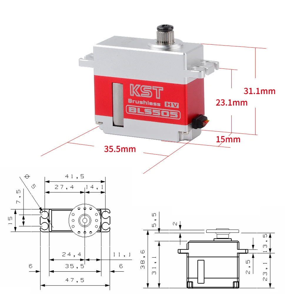 KST BLS505 8,4V 7kg 0,07sek Bürstenloser HV-Servomotor für Heli 500 Cyclic – Detail 2