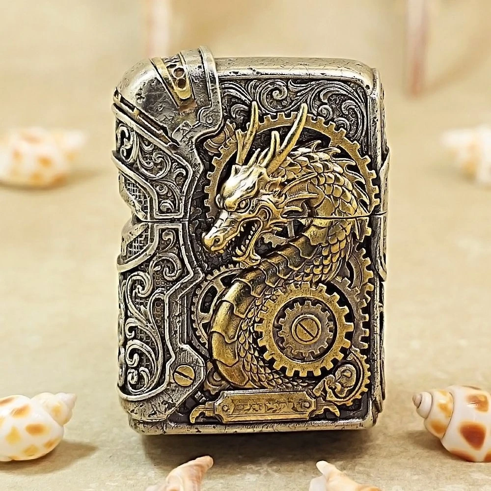 New Roaming Dragon 3D Armor Fuel Lighter, Classic Windproof Grinding Wheel Lighter, Cigarette Accessories, Men's Gift