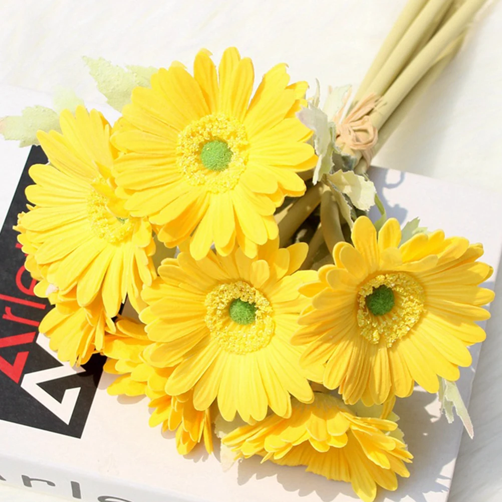 

7 Pcs Artificial African Daisy Flowers Gerbera Wedding Home Decor Elegant Shape No Maintenance Needed