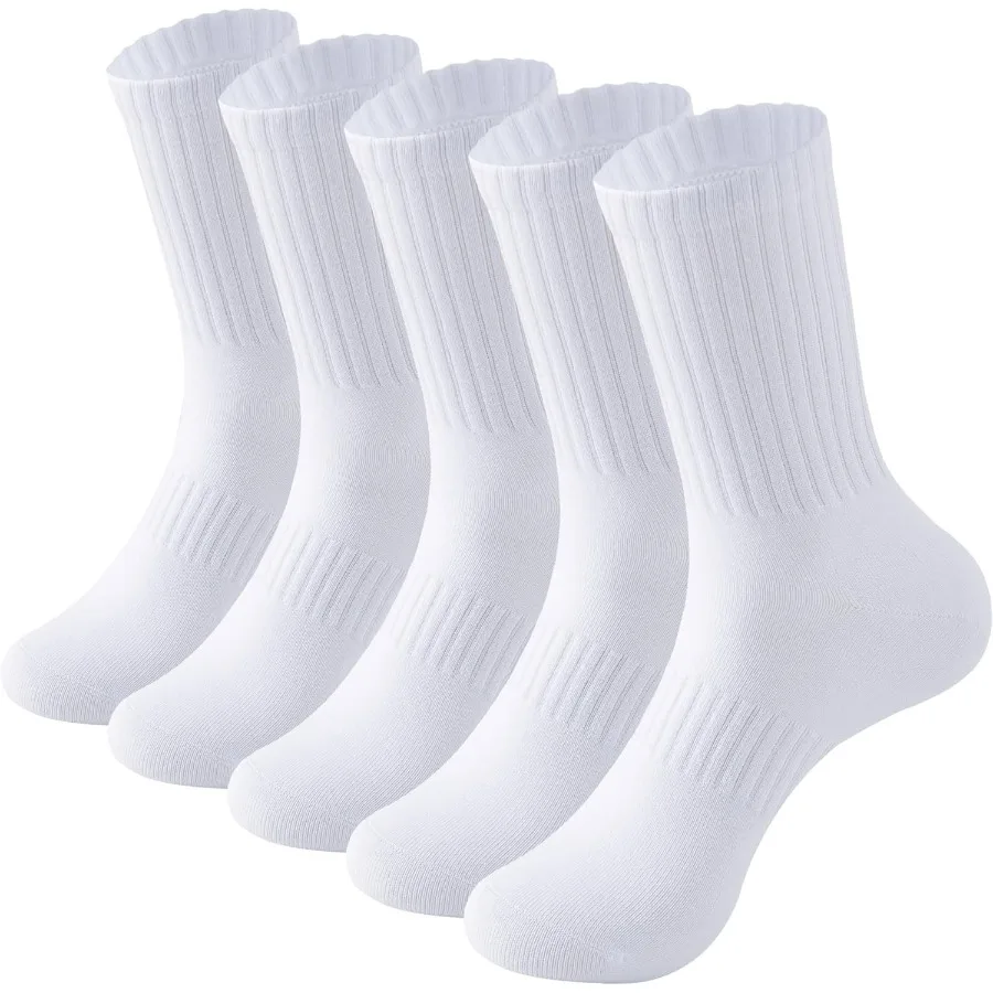 

Men's Athletic Cotton Crew Socks No Cushion MoistureWicking Breathable Sports and Casual Socks for Men 5 Pack Designed for High