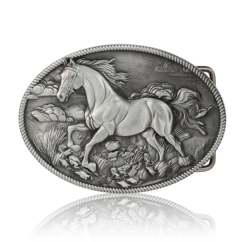 Imagen 2 del producto Hebilla de cinturón occidental para hombres y mujeres, hebilla de cinturón de vaquero con caballo corriendo, hebillas de cinturón de vaquera Vintage, hebilla de cinturón de caballo