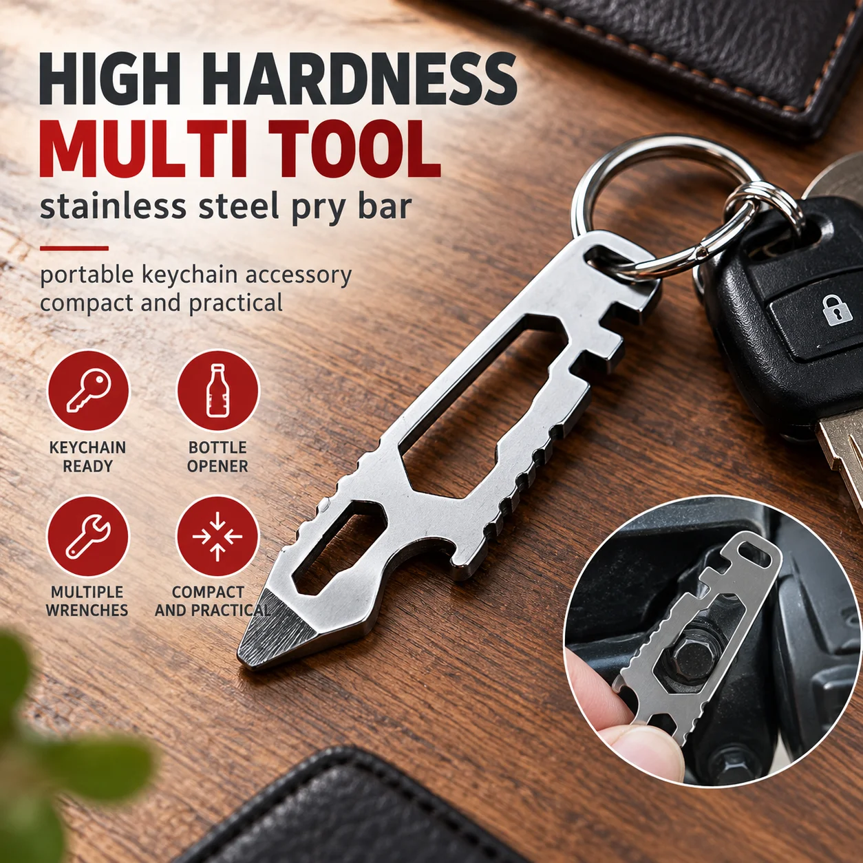 Portable Outdoor NEW MINI Multifunctional Adjustable Pry Bar Handrail Steel EDC Tainless Bottle Opener and Knife Hex Hand Tools