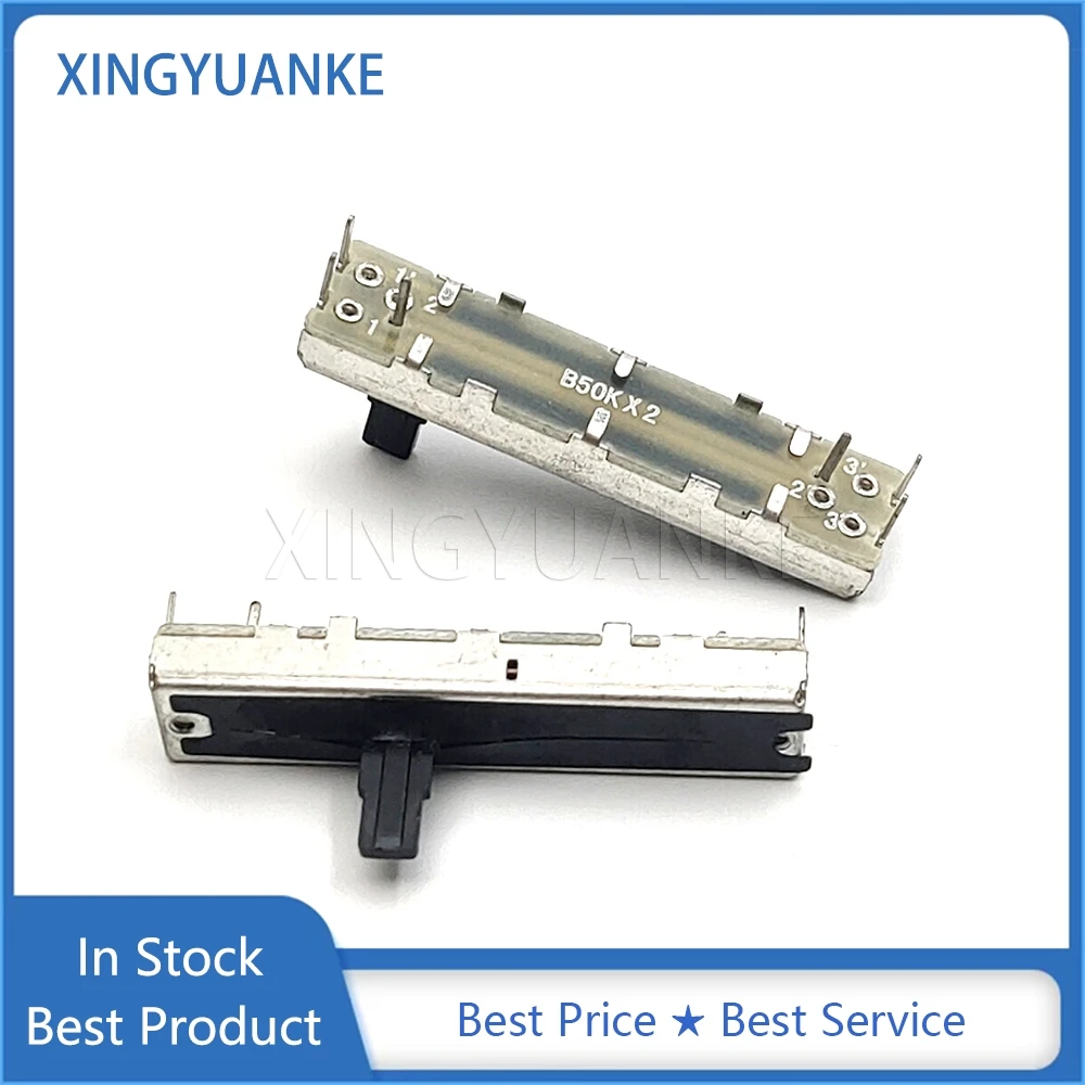 2PCS SC302G 45MM Straight Slide Potentiometer B50K 4.5CM Equalizer Electronic Keyboard Fader B50KX2 Double 6-Pin Handle 10mm