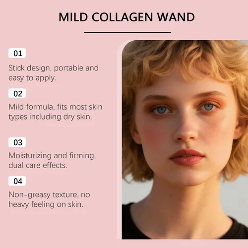 Imagen 2 del producto Barra Hidratante de Colágeno Rosa, Hidratación Profunda de la Piel Facial, Bálsamo Rosa Multifuncional, Productos de Maquillaje Coreanos para el Cuidado de la Piel