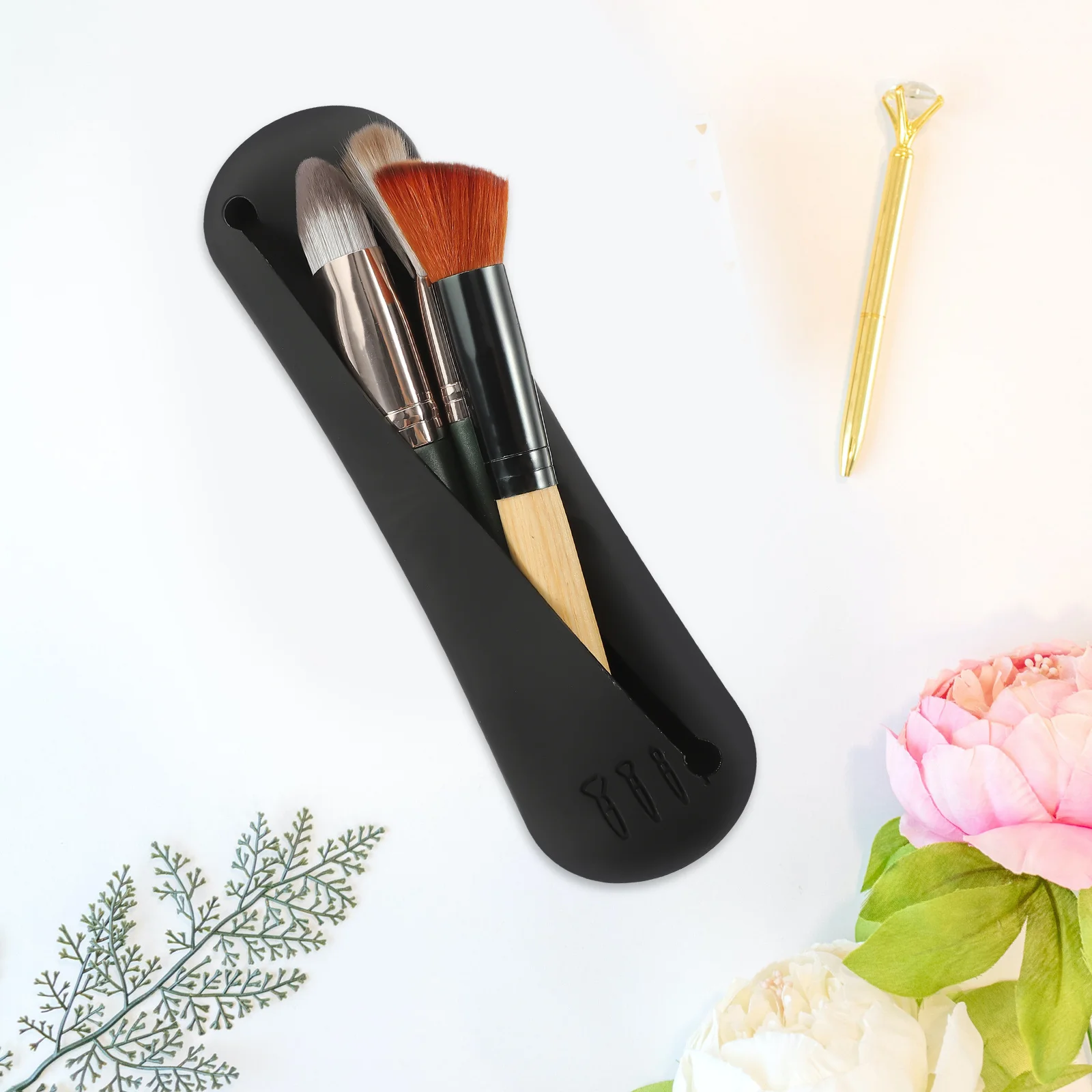 Porte-brosse de maquillage Portable en Silicone, organisateur de brosse souple, mallette de rangement d'outils de maquillage de voyage, mallette de rangement pour crayons à sourcils