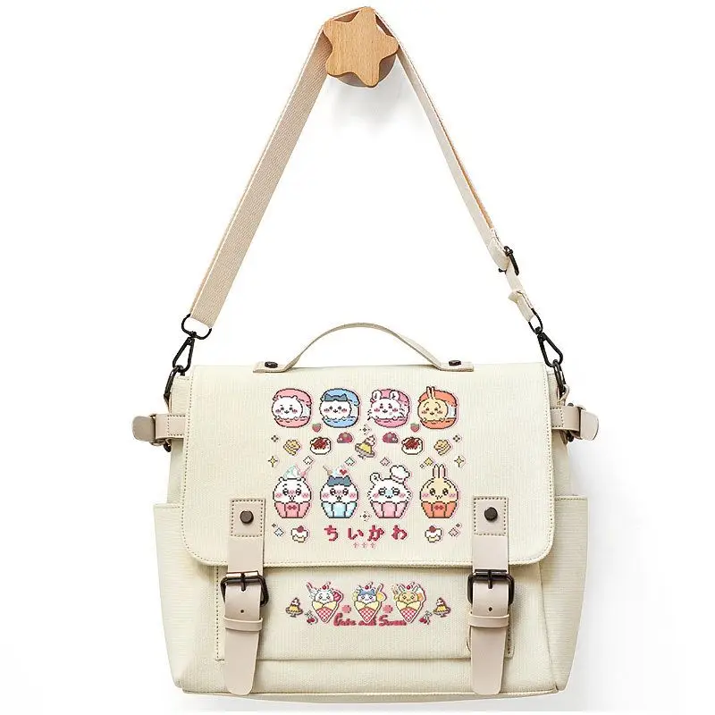 Cartoon Kawaii Canvas Bag Shoulder Bag Crossbody Multi-functional Storage Exquisitely Crafted Pattern Fresh Good Looks Chiikawa