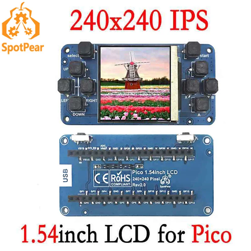Raspberry Pi Pico 1.54inch LCD Display 240×240 IPS 1.54 inch screen Pico-1.54inch-LCD