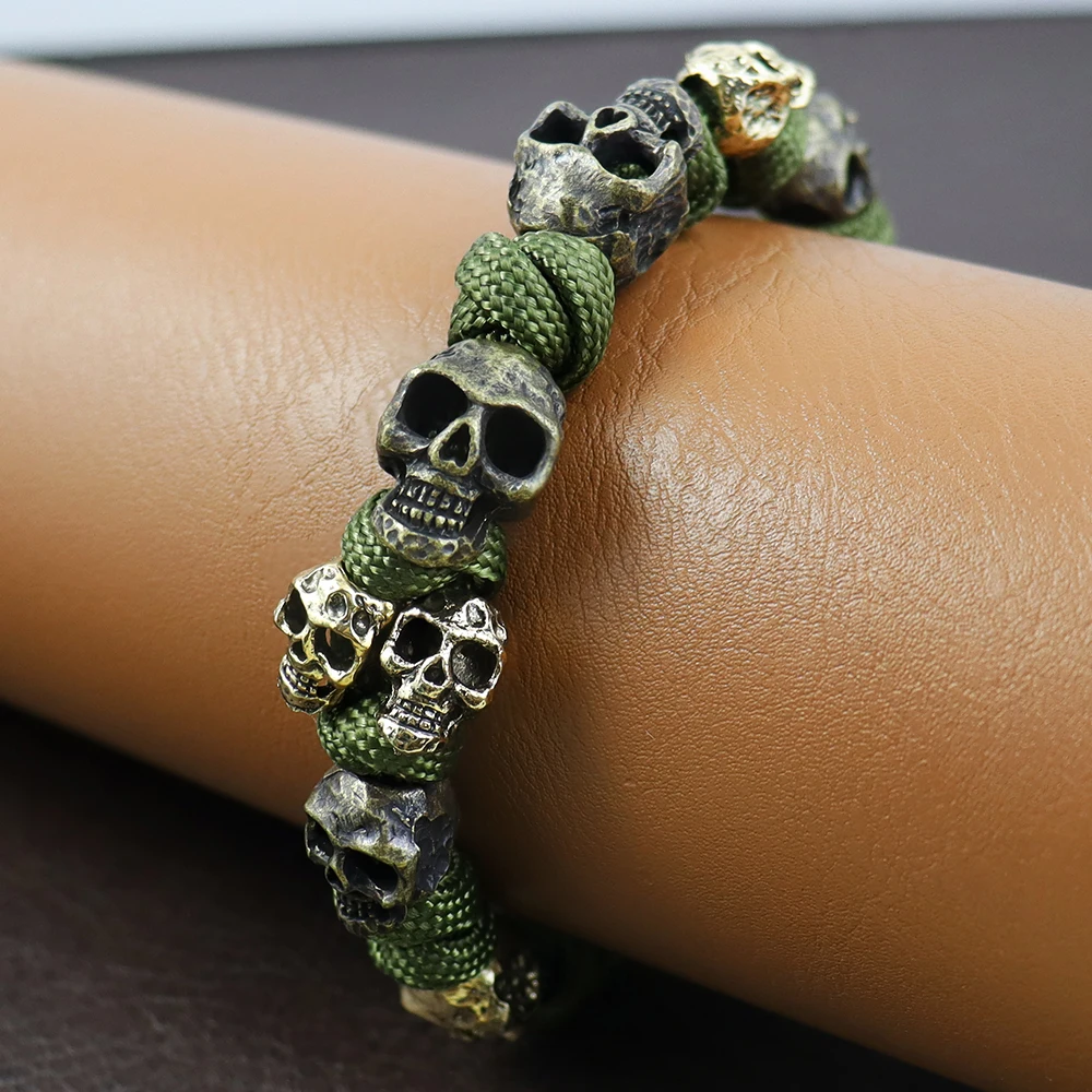 Trendy Popular Skull Bracelets for Men Gift Vintage Adjustable Woven Bracelet Punk Rock Charm Male Jewelry Accessories Wholesale