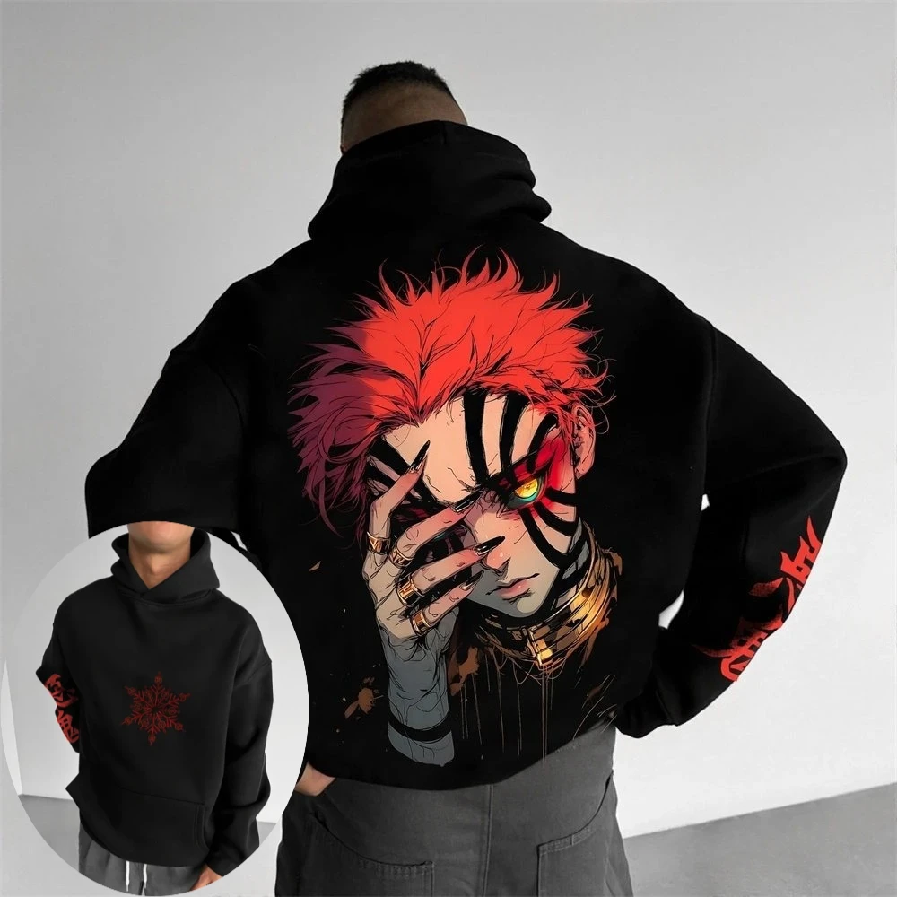 

Demon Slayer Men's Hoodie Sweatshirt Akaza Japanese Anime Spring and Autumn Boys' Children's Long-sleeved Parent-child Outfit