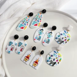 AENSOA 13 Styles Funny Geometric Acrylic Dangle Drop Earrings For Women Unique Animal Portrait Eardrop Pendant Party Jewelry