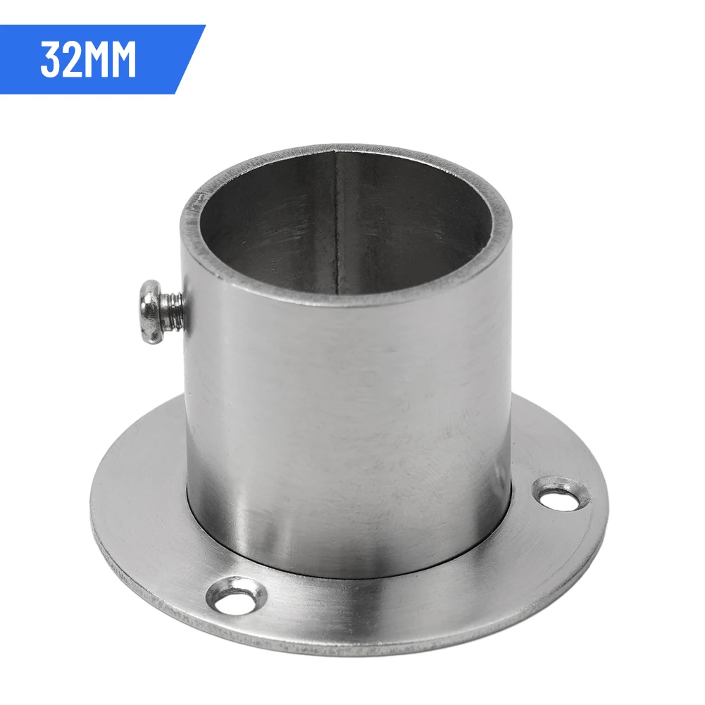 Versatile Stainless Steel Wardrobe Rail with Tube Support Closet Bar Stand Rod Socket End Multiple Diameter Options