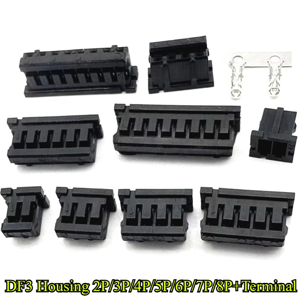 

DF3 2.0mm Pitch Plastic Shell Connector Black Housing 2P 3P 4P 5P 6P 7P 8P Terminal Replacement of HRS DF3-2S/3S/4S/5S/6S/8S-2C