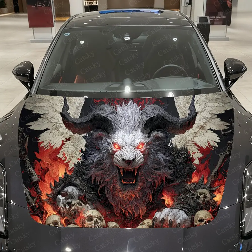 

Winged Lion Car Vinyl Wrap, PVC Material Waterproof Car Hood Sticker, Self-Adhesive Scratch-Resistant Stickers for Engine Cover