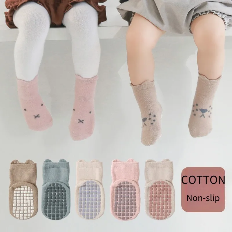 

Cotton Baby Floor Socks Spring Autumn Adorable Animals Pattern Non Slip Floor Socks for Boys Girls Kid Indoor Activities Socks