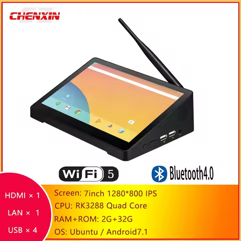 X8R Mini PC RK3288 2G 32G 7 inch 1280*800 Mini Desktop PIPO H7A Ubuntu Android7.1 BT4.0 RJ45 WIFI5 12V 2.4A Industrail Tablet PC