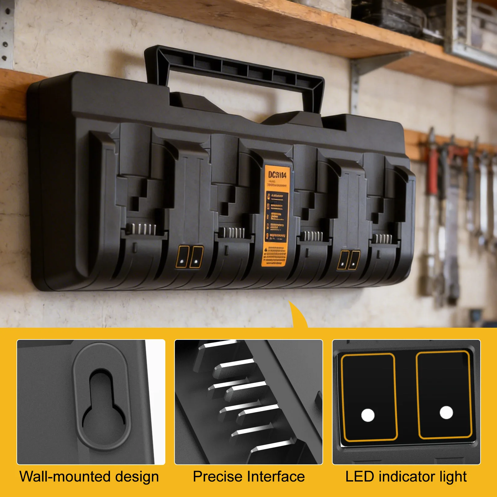DCB104 For Dewalt 12V 20V Battery Charger 3A Dual 4 Port Charger For Dewalt 20V Lithium Battery DCB120 DCB112 DCB206 DCB208