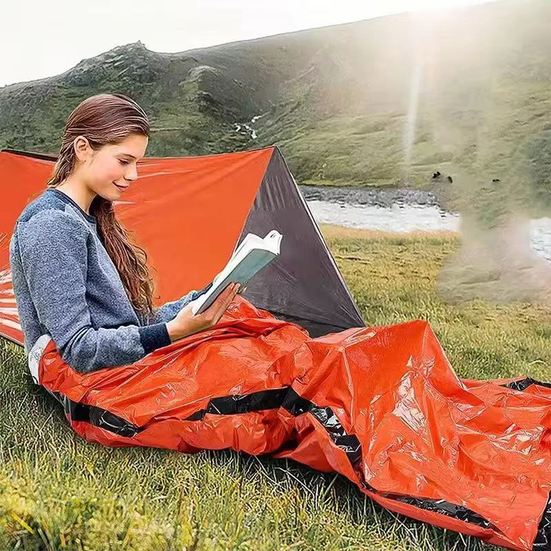 Outdoor Emergency Survival Sleeping Bag Thermal Blanket Mylar Waterproof Reusable Sack Portable Camping Hiking Emergency Gear