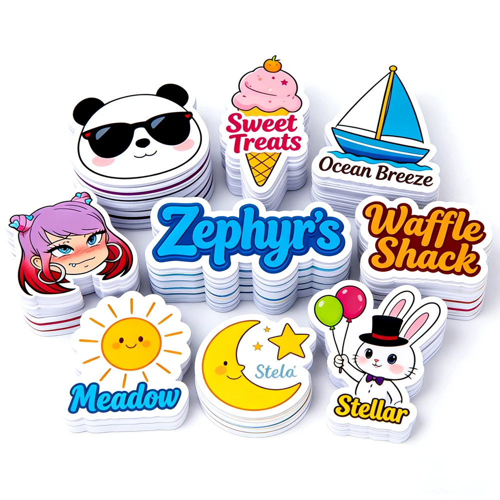 Customized Cartoon Stickers with Your Logo Die Cut Label DIY Personalized Sticker Any Size for Party Bottle Decor