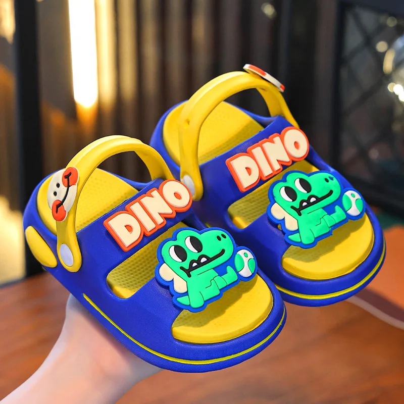

Cartoon Dinosaur Boys Girls Sandals EVA Two Ways Baby Children Beach Shoes Summer Soft Bottom Toddler Kids Sandals Slides
