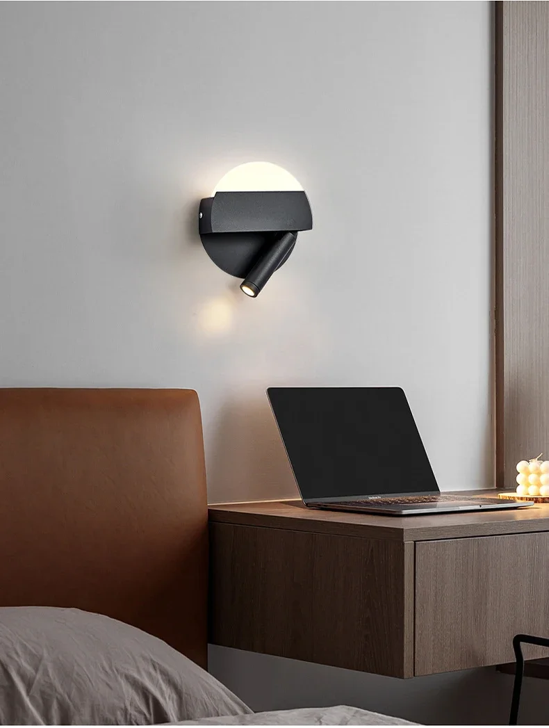 Modern Minimalist Led Wall Lamp USB Charging Indoor Bedroom Lamp Hotel Bedside Reading Lamp Wall Lights Sconce Switch AC 90~240V