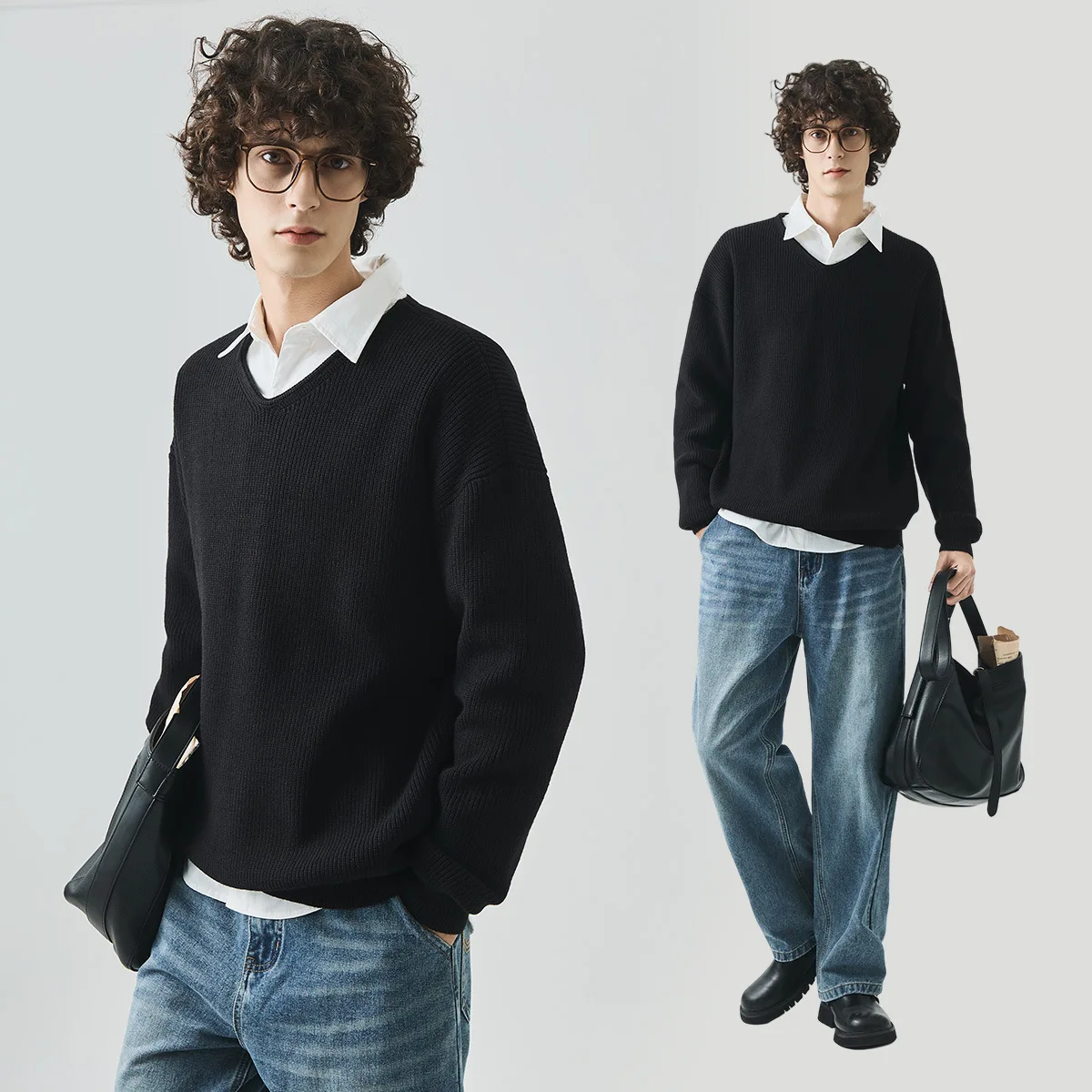 سترة رجالية ونسائية 2025 سترة محبوكة جديدة للخريف والشتاء بأكمام طويلة ونمط ملتوي