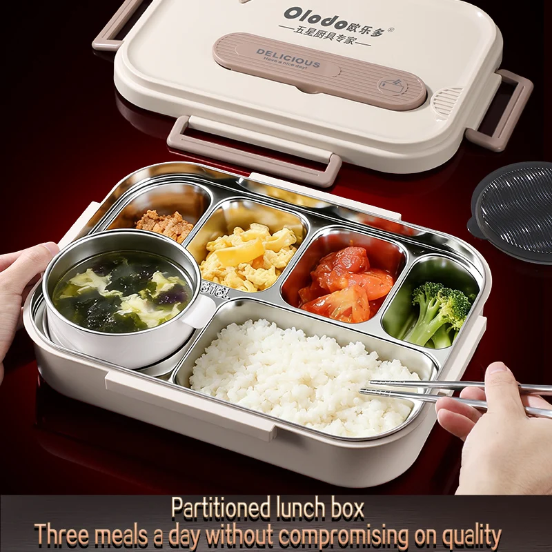 316L Stainless Steel Compartmentalized Insulated Lunch Box, Portable Lunch Box for Office Workers, Lunch Box for Students, Large Capacity