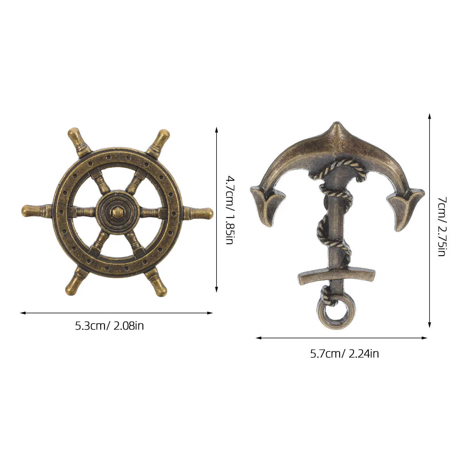 8Pcs Vintage Nautical Cabinet Knobs Bronze Anchor Rudder Drawer Handles for Wardrobe Dresser Cupboard Cupboard Handles