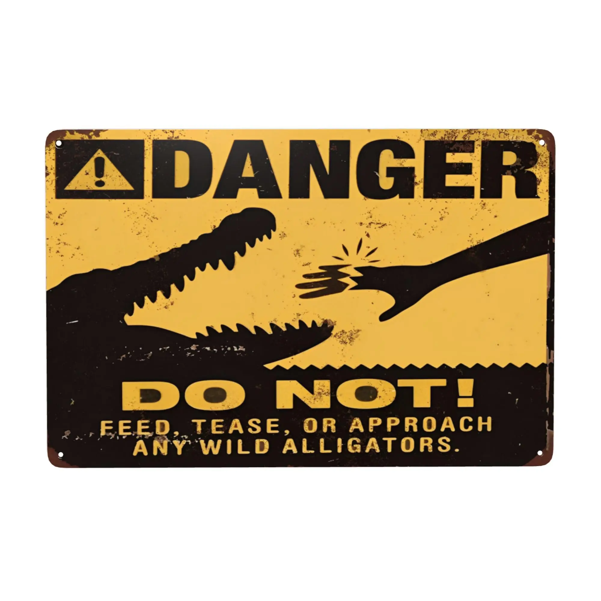Custom Kraze Danger do NOT Feed The Alligators Reproduction Metal Sign 8 x 12