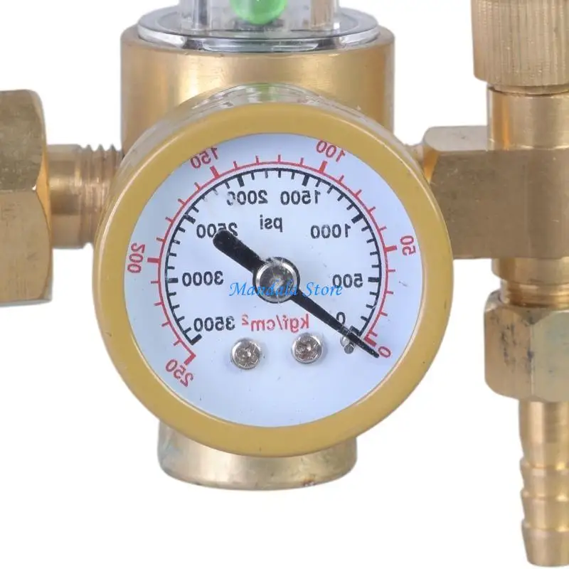 U2JC Argon Pressure Reducer Regulator Gas Flowmeter 8 Male Thread with Two Scales