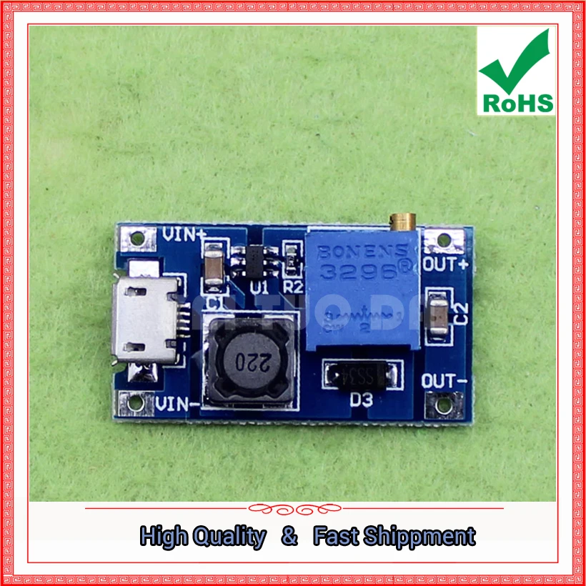 2a Boost DC-DC Step Up Booster Module Wide Input 2V / 24V To 5V/9V/12V / 25V Adjustable Converter Power Supply Board