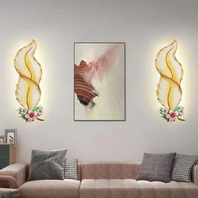 TYLA Modern Plume Wall Lamp LED Interior Creative Resin Sconce Light for Home Living Room Corridor Background Decor