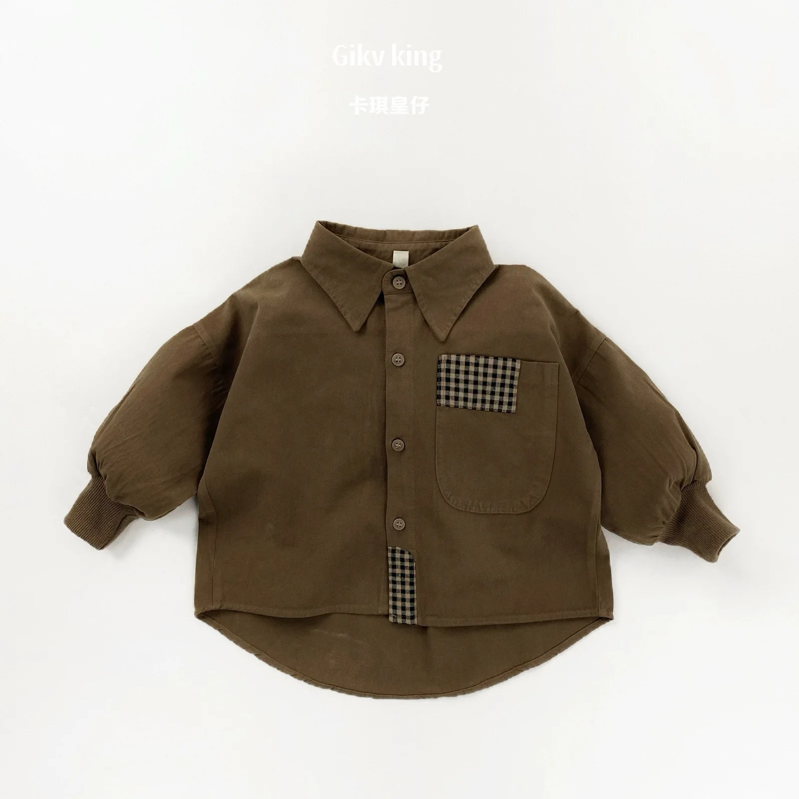 Boys Shirt 2026 Spring and Autumn New Children's Clothing Korean Style Boys and Girls Loose Plingham Stitching Shirt - view 3