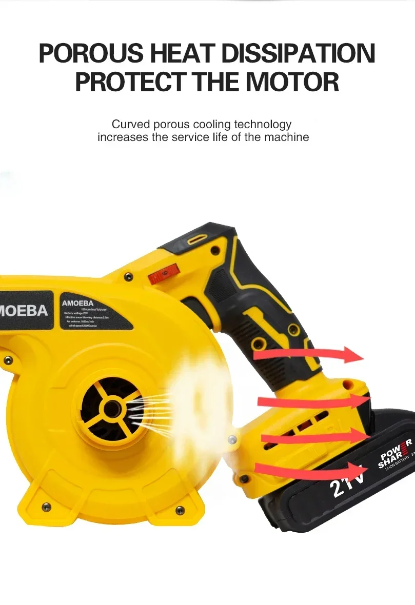 Brushless Cordless Rechargeable Leaf Blower High Performance Electric Air Blower for Backyard Garden Debris Removal
