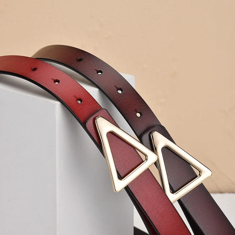 Belt women's belt smooth buckle dress versatile thin belt with high-end feel