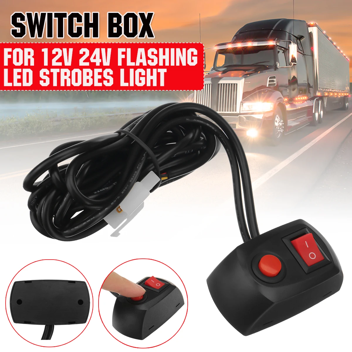 Auto Truck Strobe Light Swithc Box 12V 24V Work Light Bar On/Off Switch Flashing LED Lightbar Beacons Lamp Switch