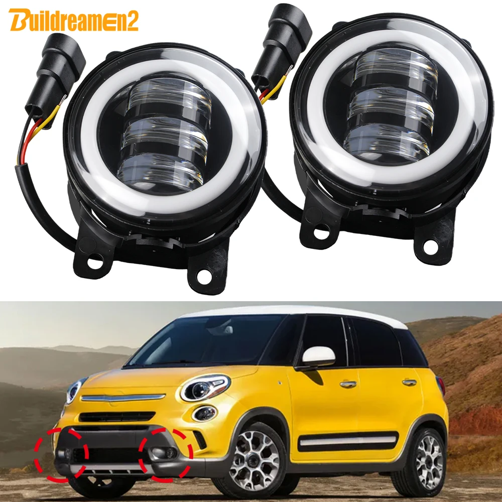 1 Pair 3IN1 Car Front LED Fog Light Angel Eye Daytime Running Turn Lamp Accessories For Fiat 500L 2012 2013 2014 2015 2016 2017